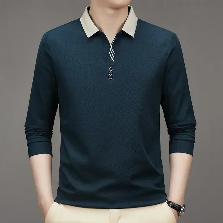 Men's Long Sleeve Waffle Polo Shirt