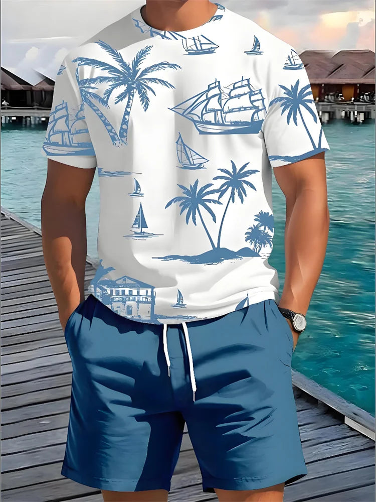 Men's Hawaiian Matching Set – Short Sleeve Shirt & Beach Shorts