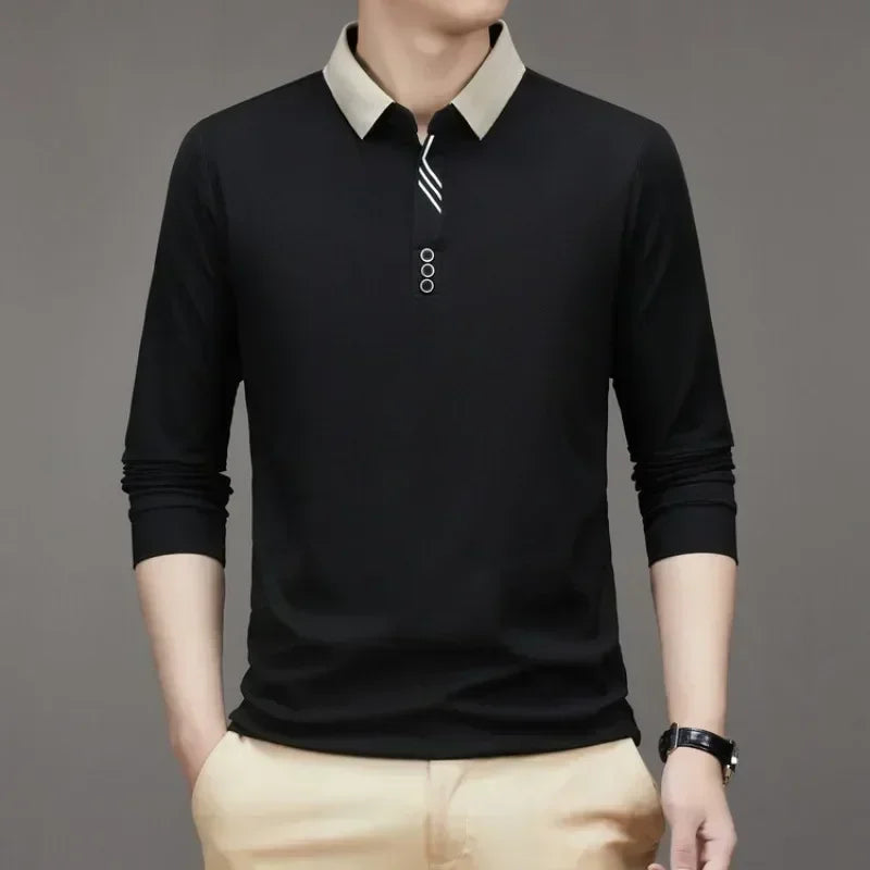 Men's Long Sleeve Waffle Polo Shirt