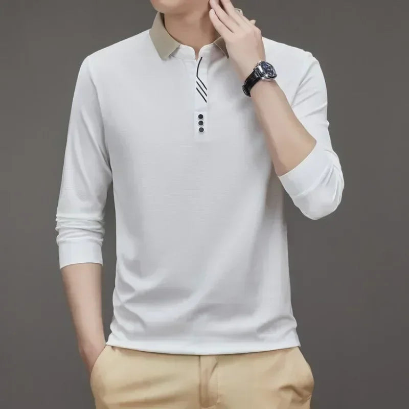 Men's Long Sleeve Waffle Polo Shirt