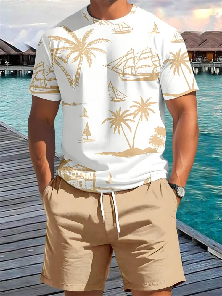 Men's Hawaiian Matching Set – Short Sleeve Shirt & Beach Shorts