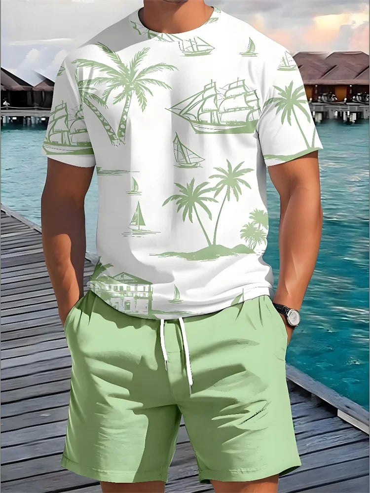 Men's Hawaiian Matching Set – Short Sleeve Shirt & Beach Shorts