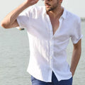 Men's Cotton Linen Short Sleeve Summer Shirt