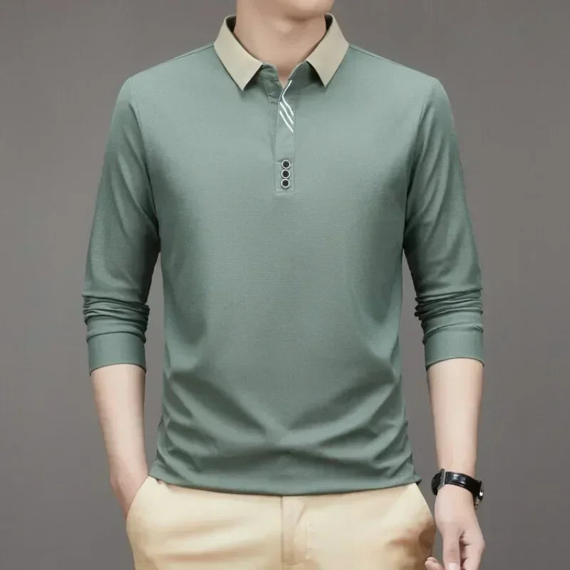 Men's Long Sleeve Waffle Polo Shirt