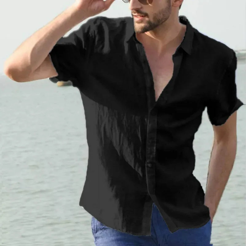 Men's Cotton Linen Short Sleeve Summer Shirt