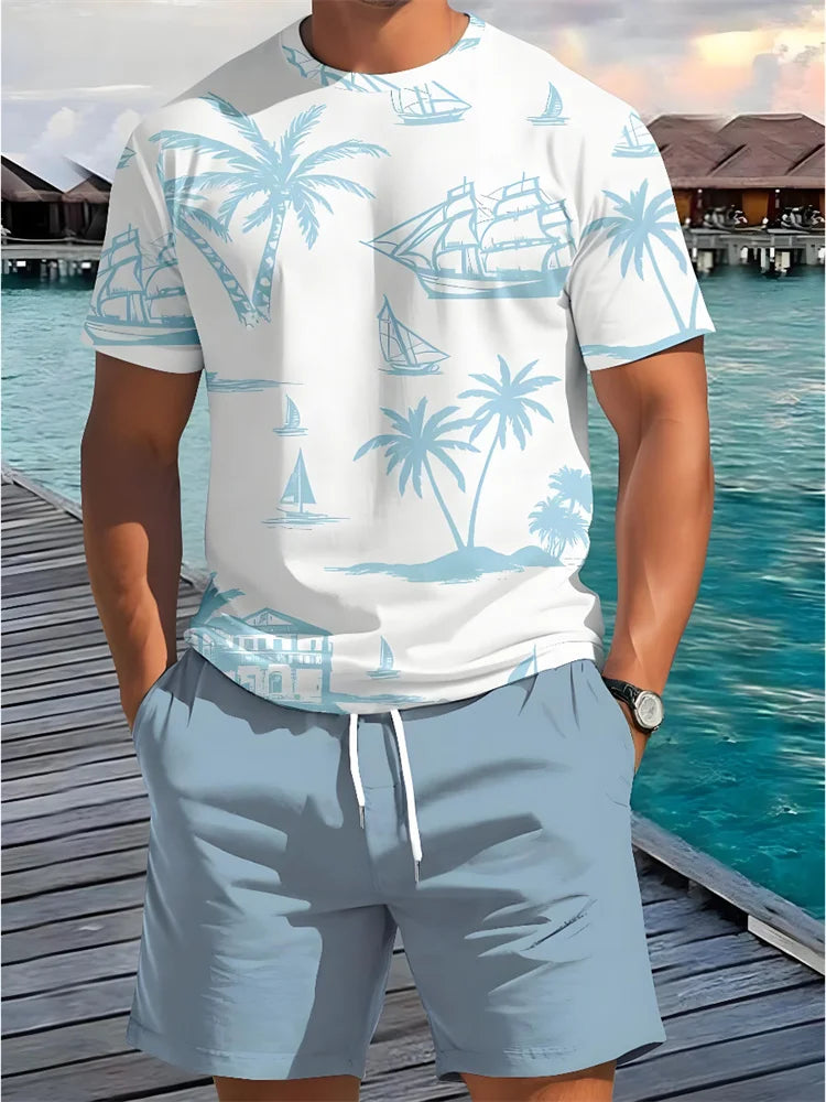 Men's Hawaiian Matching Set – Short Sleeve Shirt & Beach Shorts