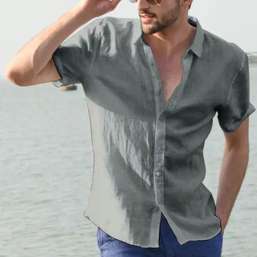 Men's Cotton Linen Short Sleeve Summer Shirt
