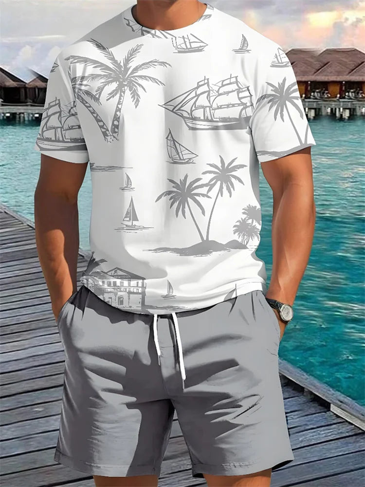 Men's Hawaiian Matching Set – Short Sleeve Shirt & Beach Shorts