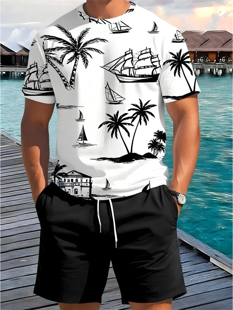 Men's Hawaiian Matching Set – Short Sleeve Shirt & Beach Shorts