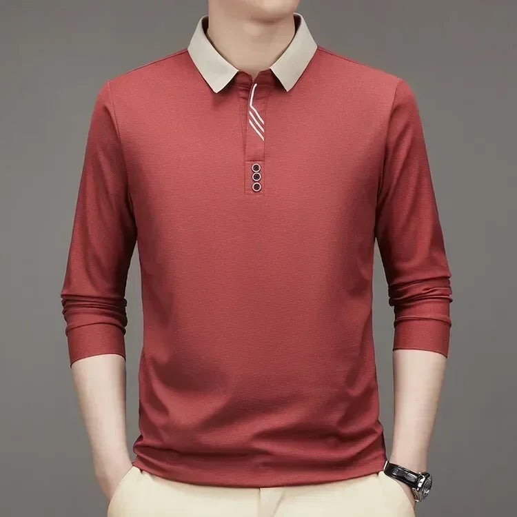 Men's Long Sleeve Waffle Polo Shirt